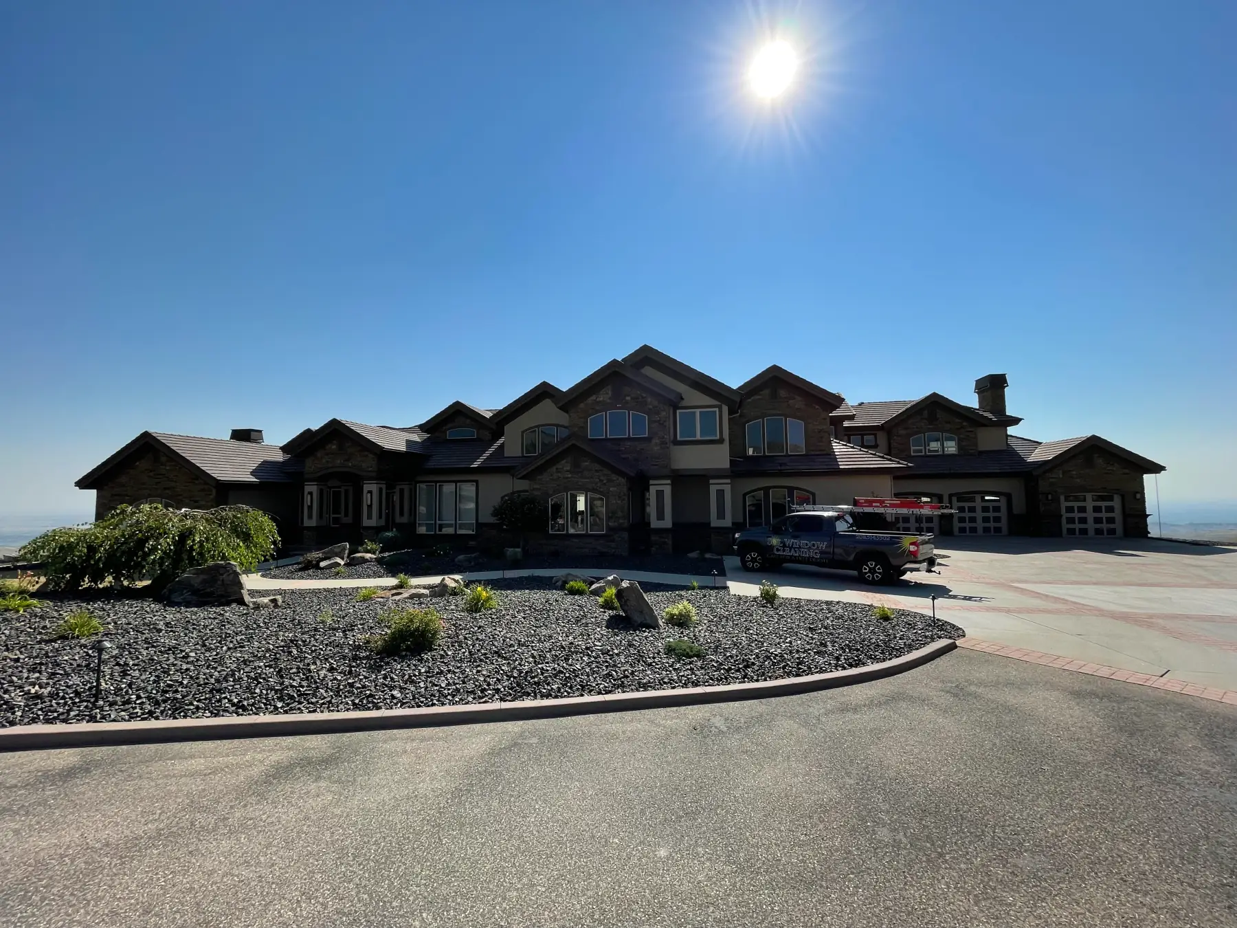 Residential window cleaning — luxury home exterior glass in Boise, Idaho